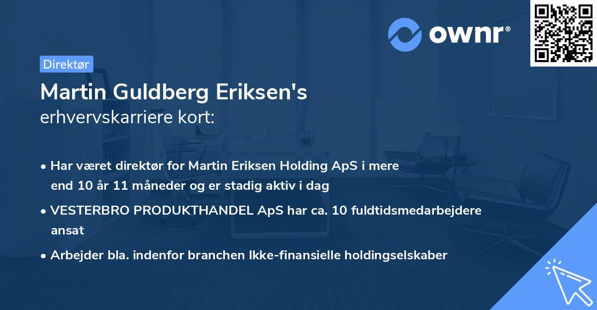Martin Guldberg Eriksen's erhvervskarriere kort