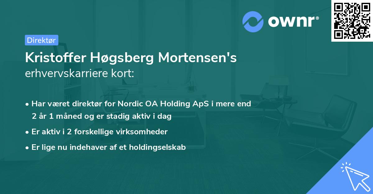 Kristoffer Høgsberg Mortensen's erhvervskarriere kort