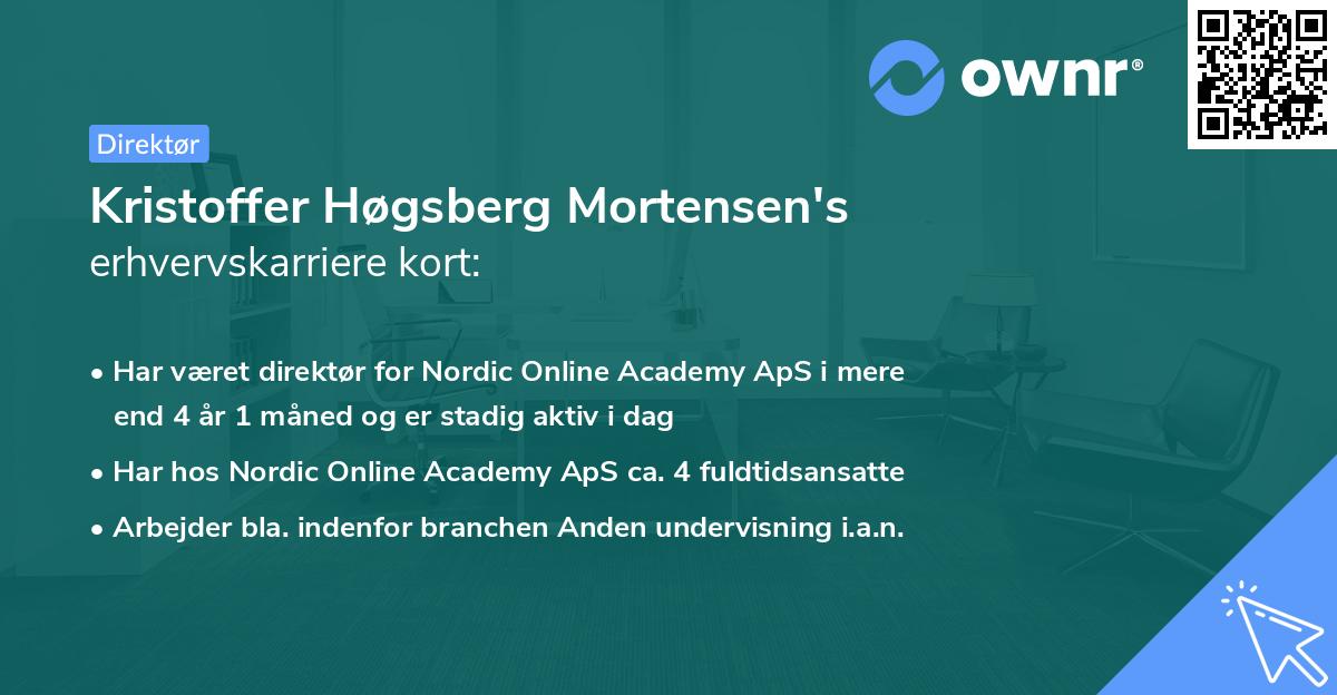 Kristoffer Høgsberg Mortensen's erhvervskarriere kort