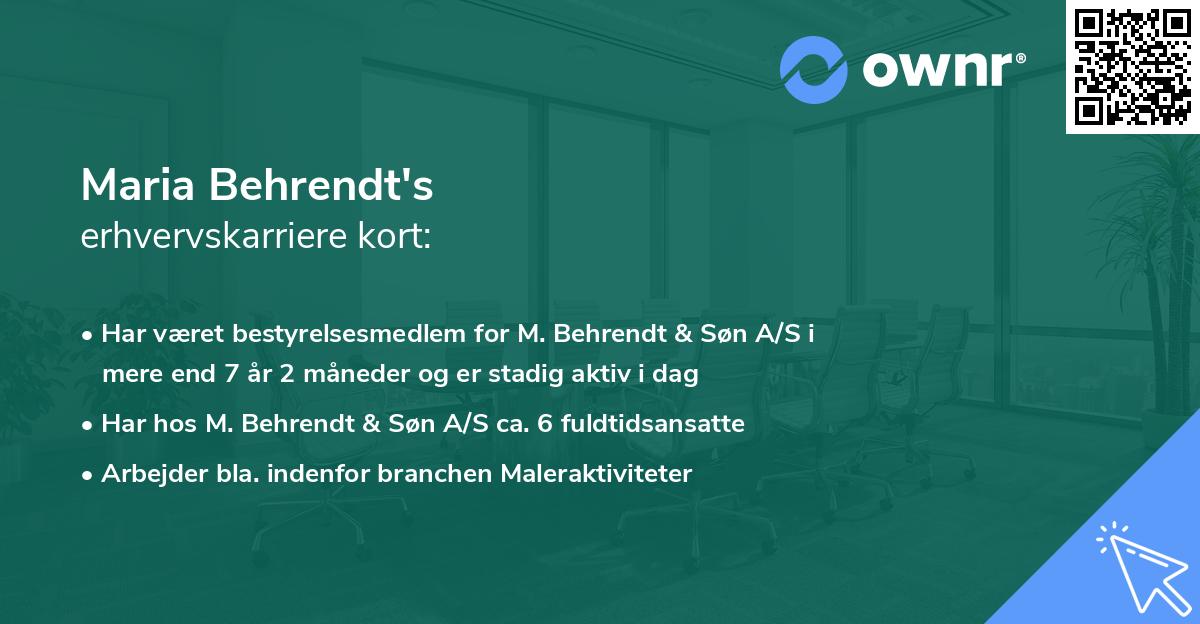 Maria Behrendt's erhvervskarriere kort