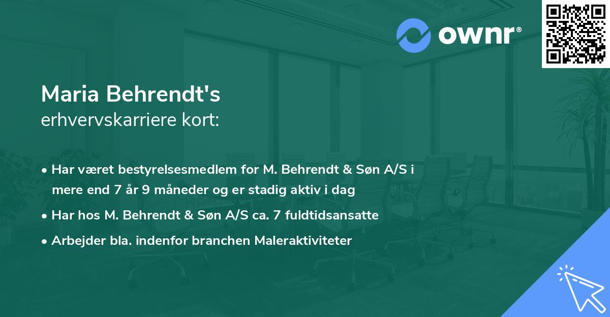 Maria Behrendt's erhvervskarriere kort