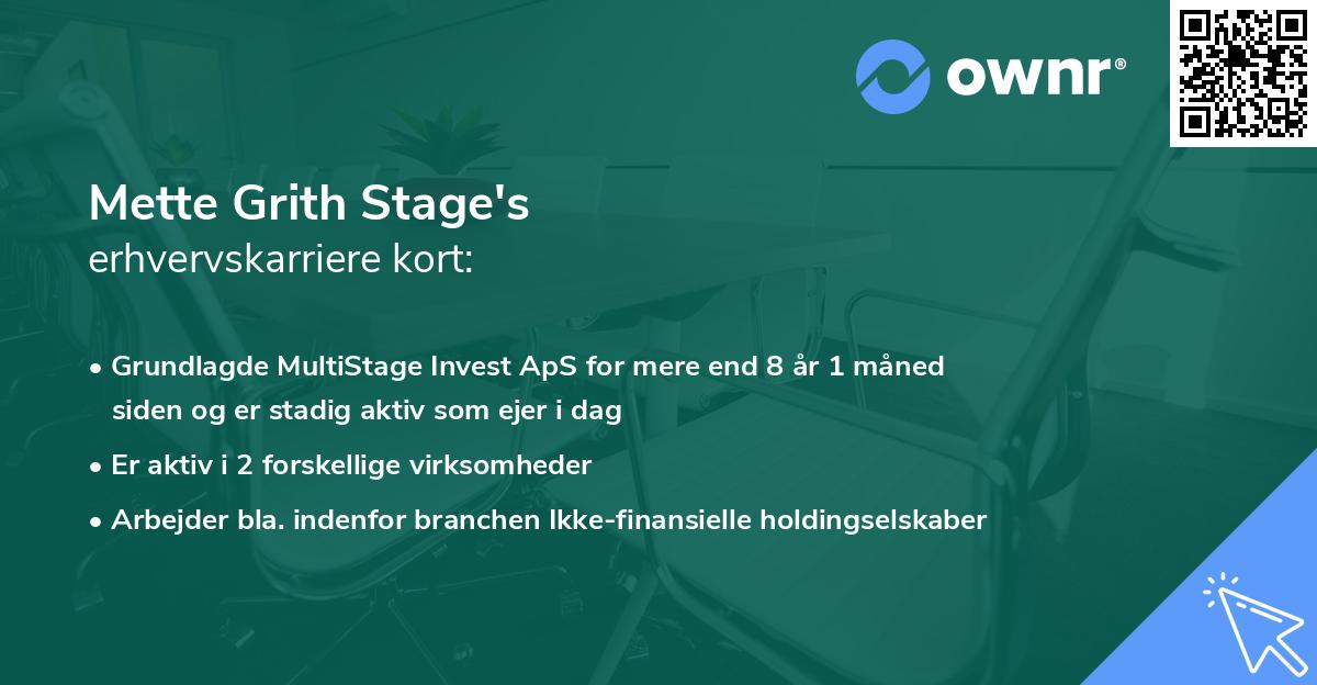 Mette Grith Stage's erhvervskarriere kort