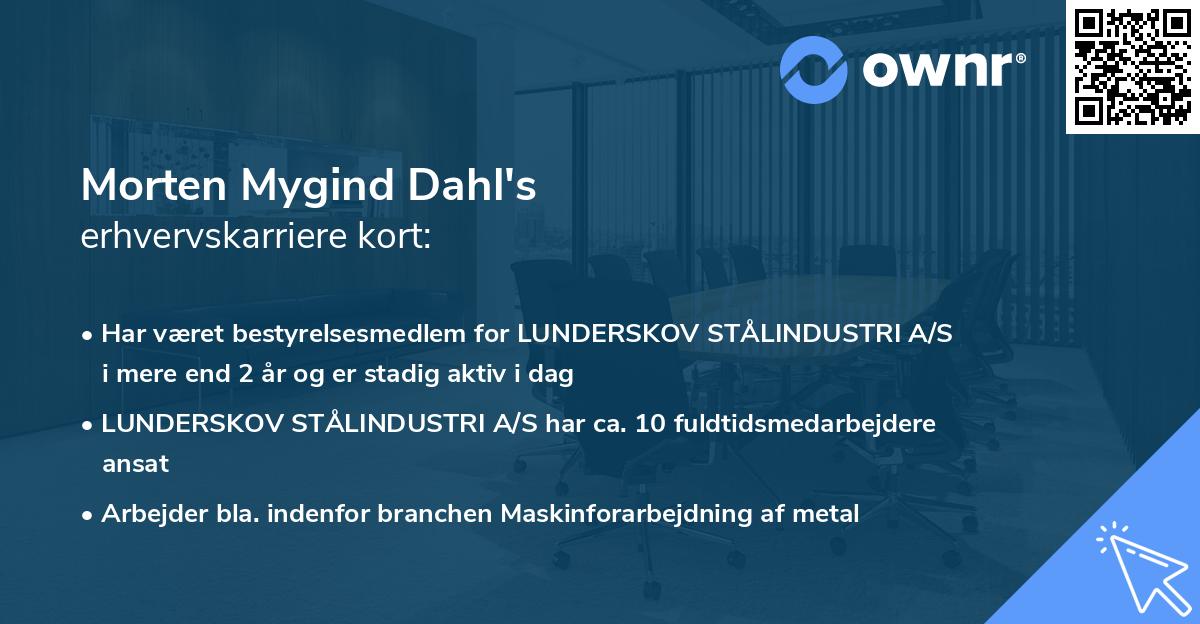 Morten Mygind Dahl's erhvervskarriere kort