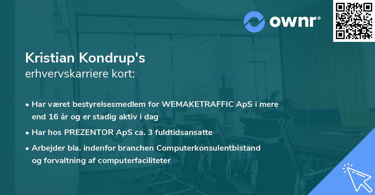 Kristian Kondrup's erhvervskarriere kort