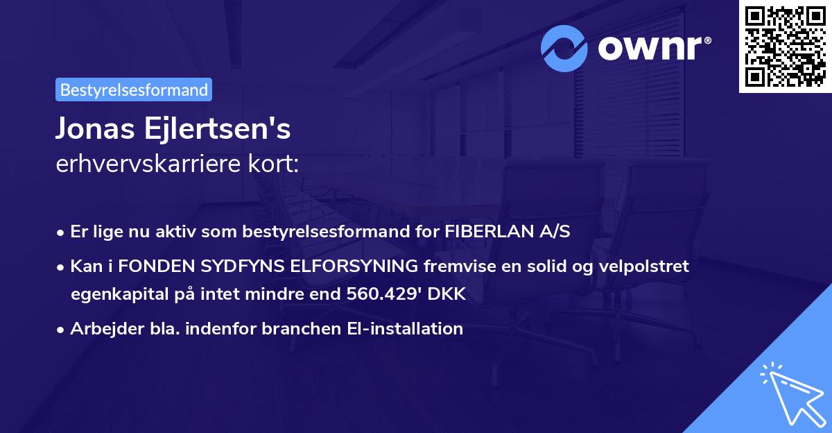 Jonas Ejlertsen's erhvervskarriere kort