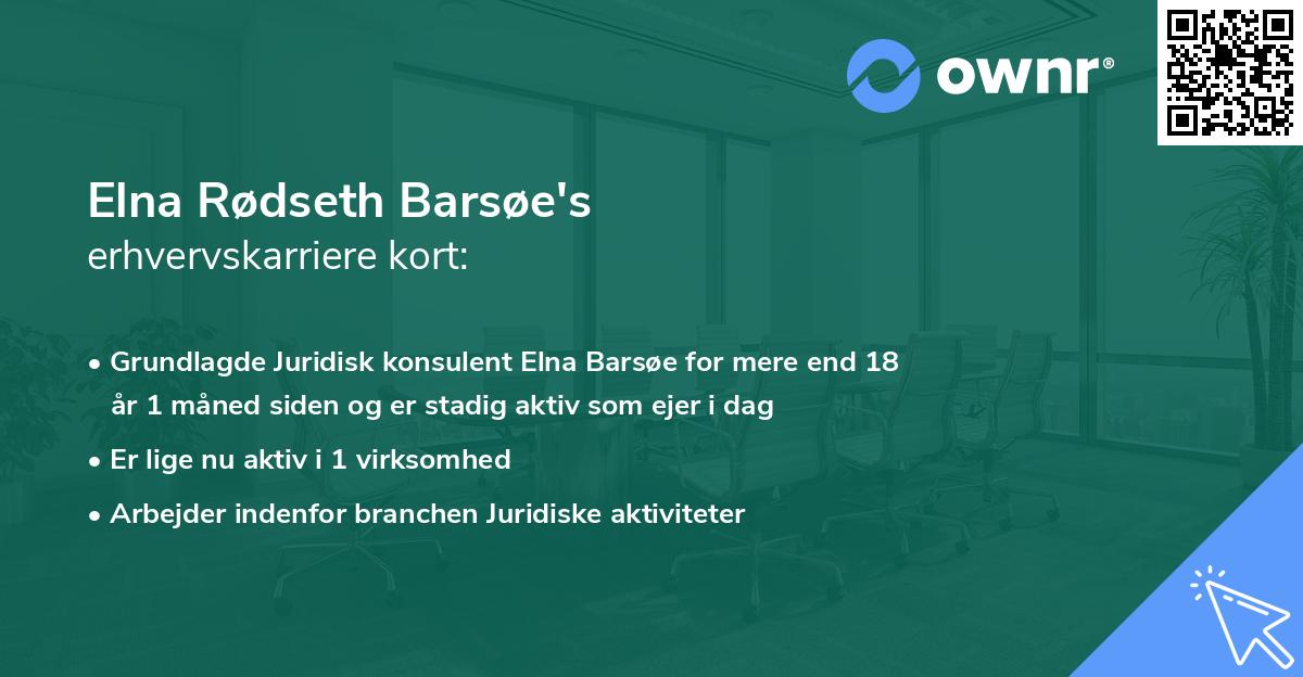 Elna Rødseth Barsøe's erhvervskarriere kort