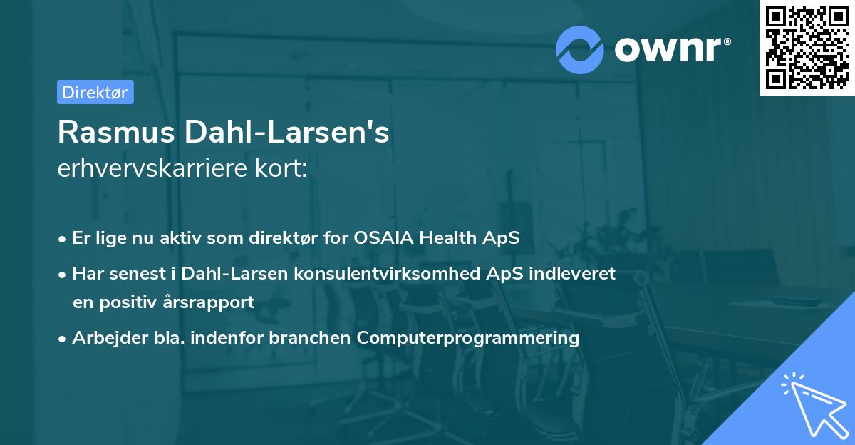 Rasmus Dahl-Larsen's erhvervskarriere kort