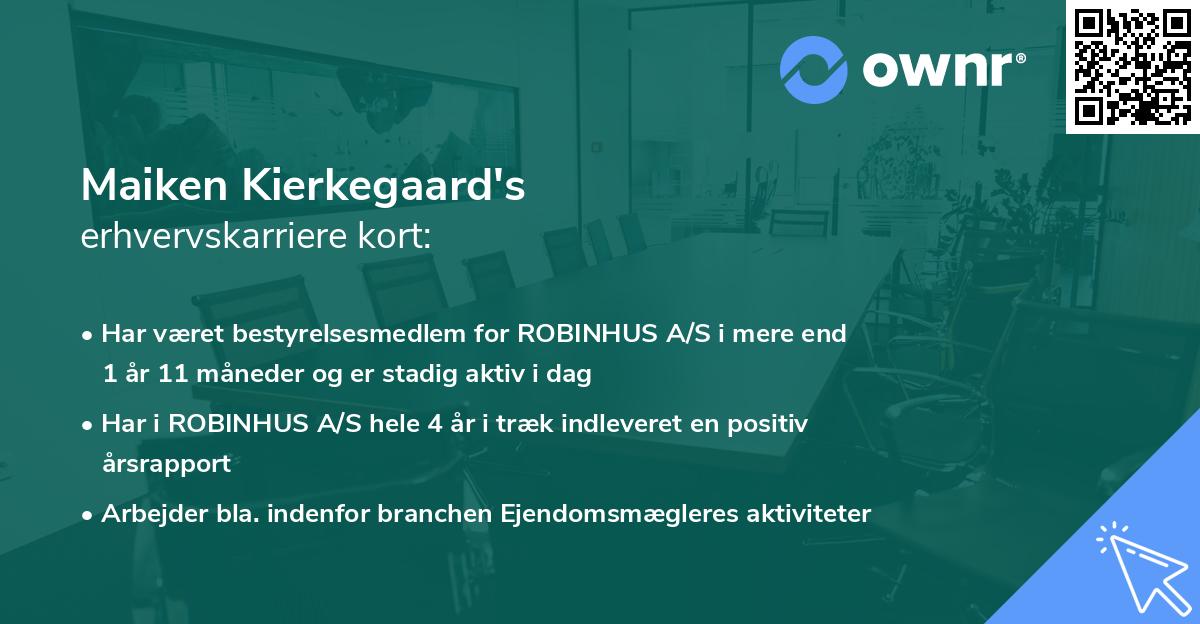 Maiken Kierkegaard's erhvervskarriere kort