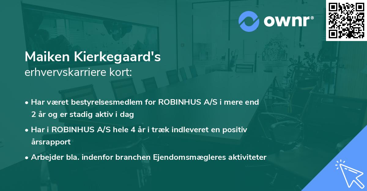 Maiken Kierkegaard's erhvervskarriere kort
