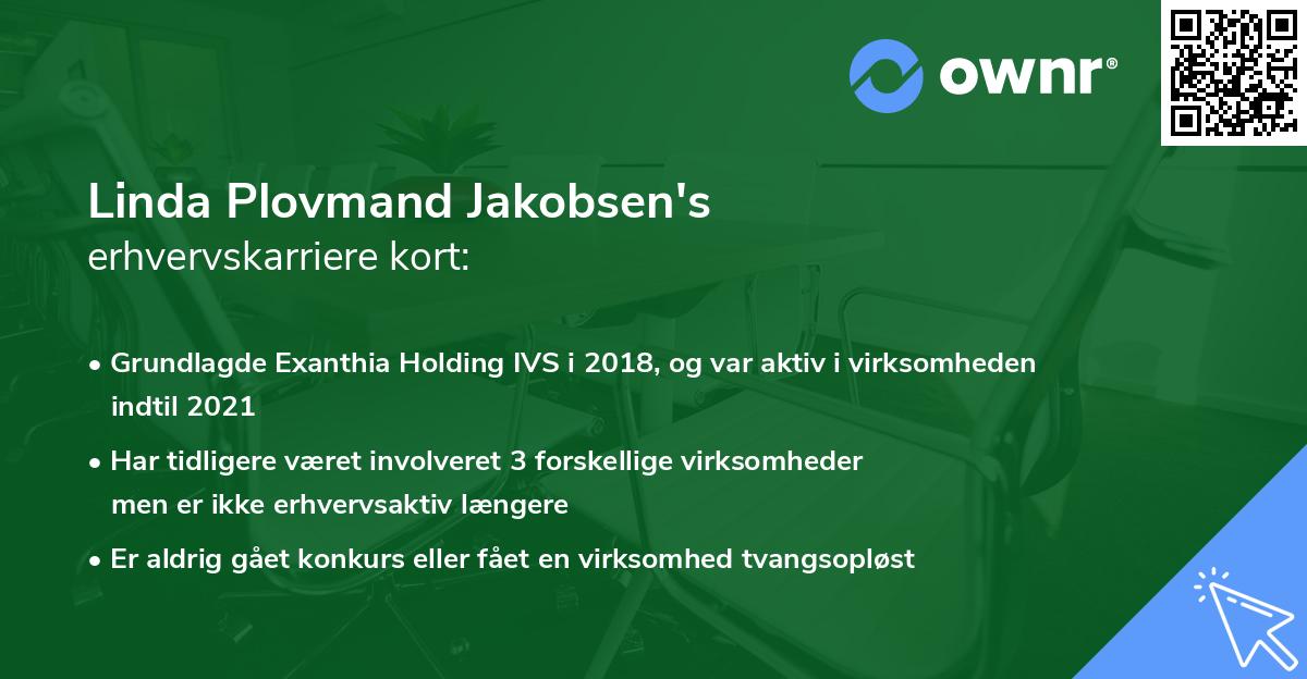 Linda Plovmand Jakobsen's erhvervskarriere kort