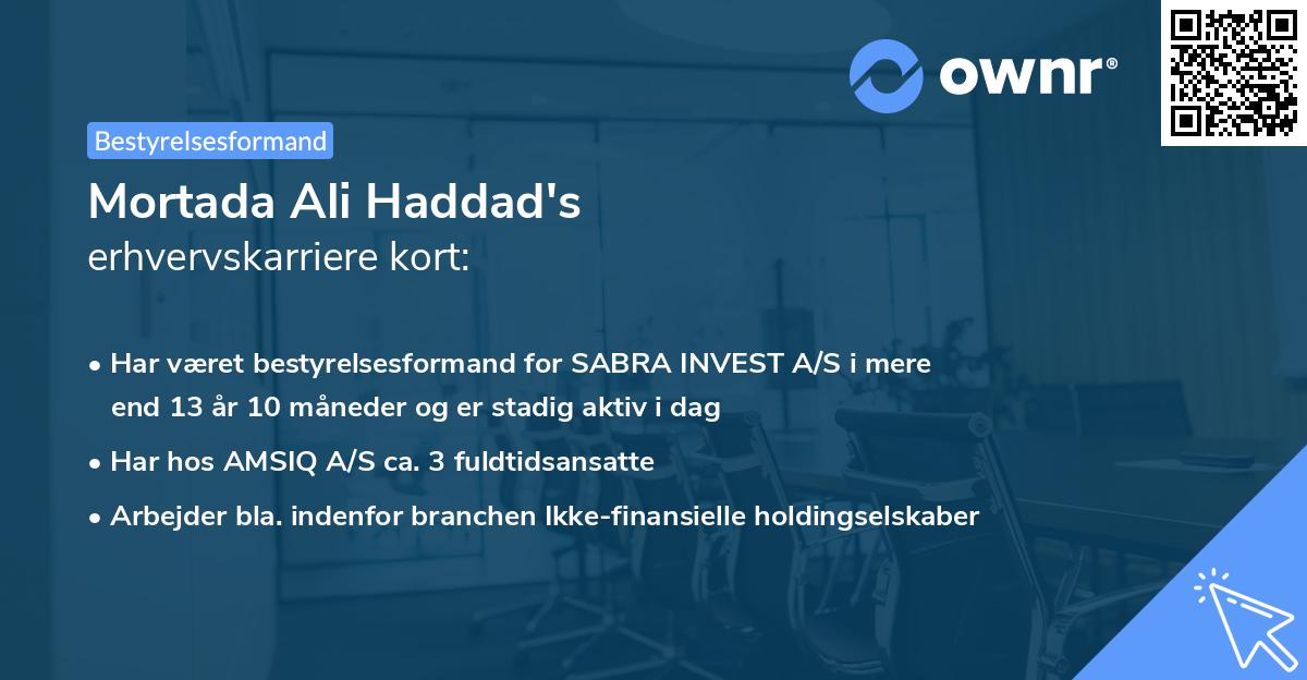 Mortada Ali Haddad's erhvervskarriere kort