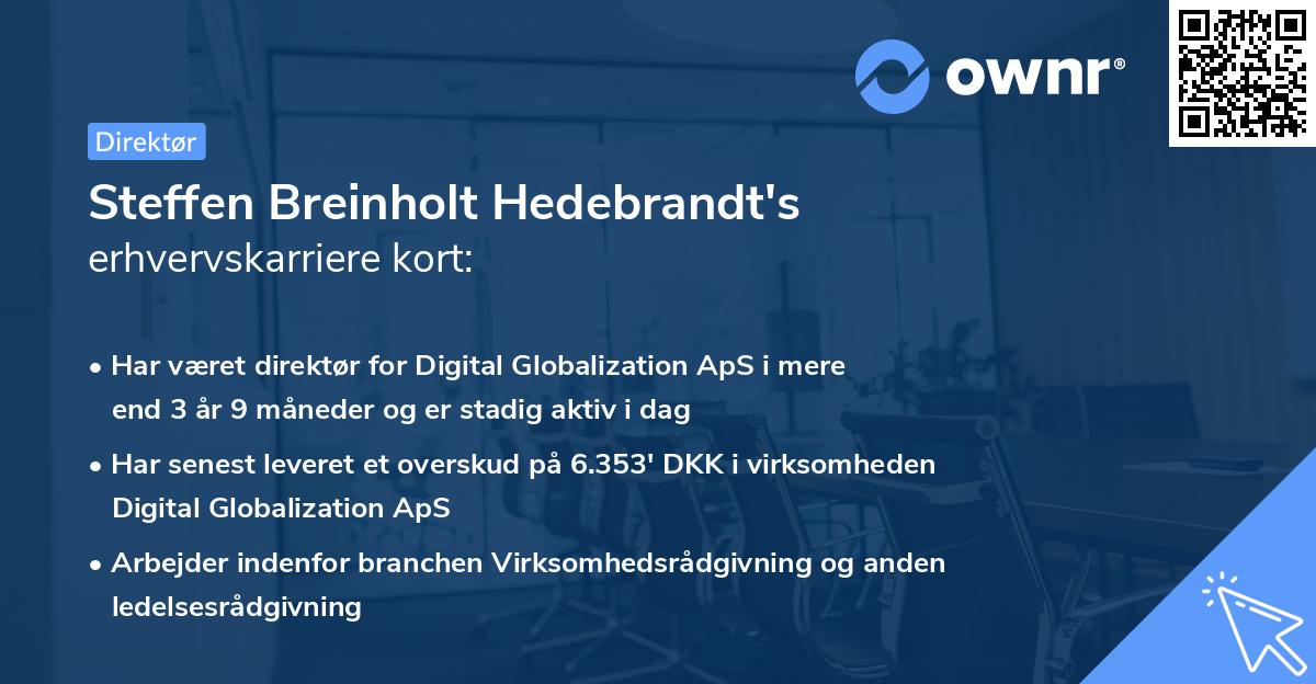 Steffen Breinholt Hedebrandt's erhvervskarriere kort
