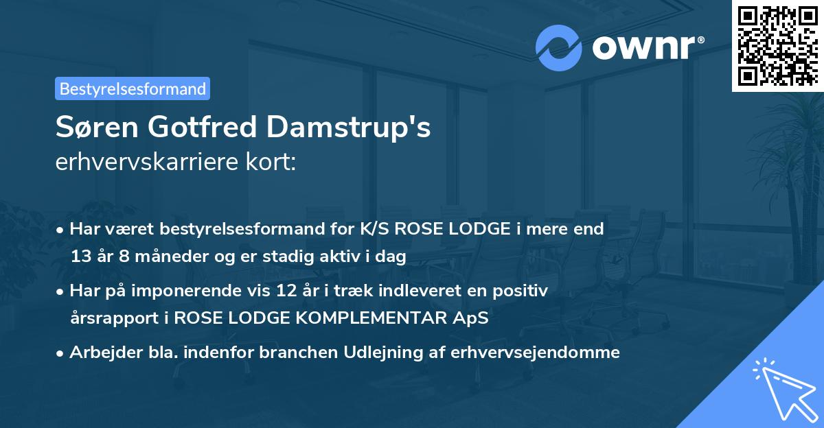 Søren Gotfred Damstrup's erhvervskarriere kort