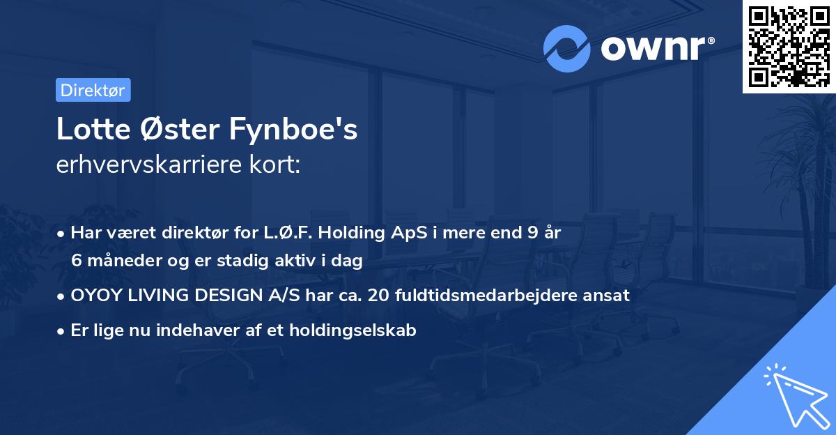 Lotte Øster Fynboe's erhvervskarriere kort