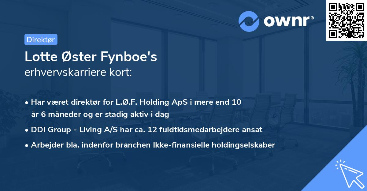 Lotte Øster Fynboe's erhvervskarriere kort