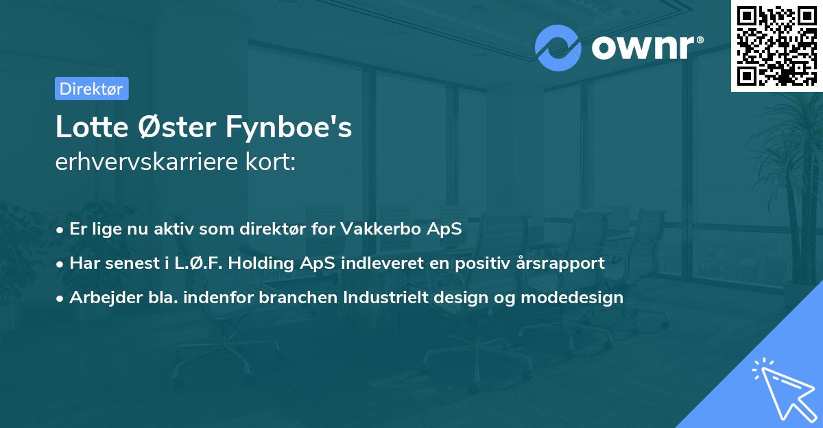 Lotte Øster Fynboe's erhvervskarriere kort