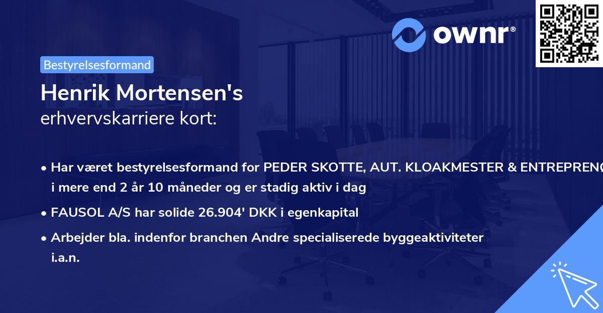Henrik Mortensen's erhvervskarriere kort