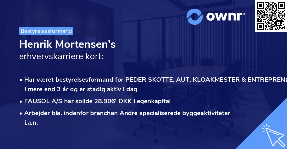 Henrik Mortensen's erhvervskarriere kort