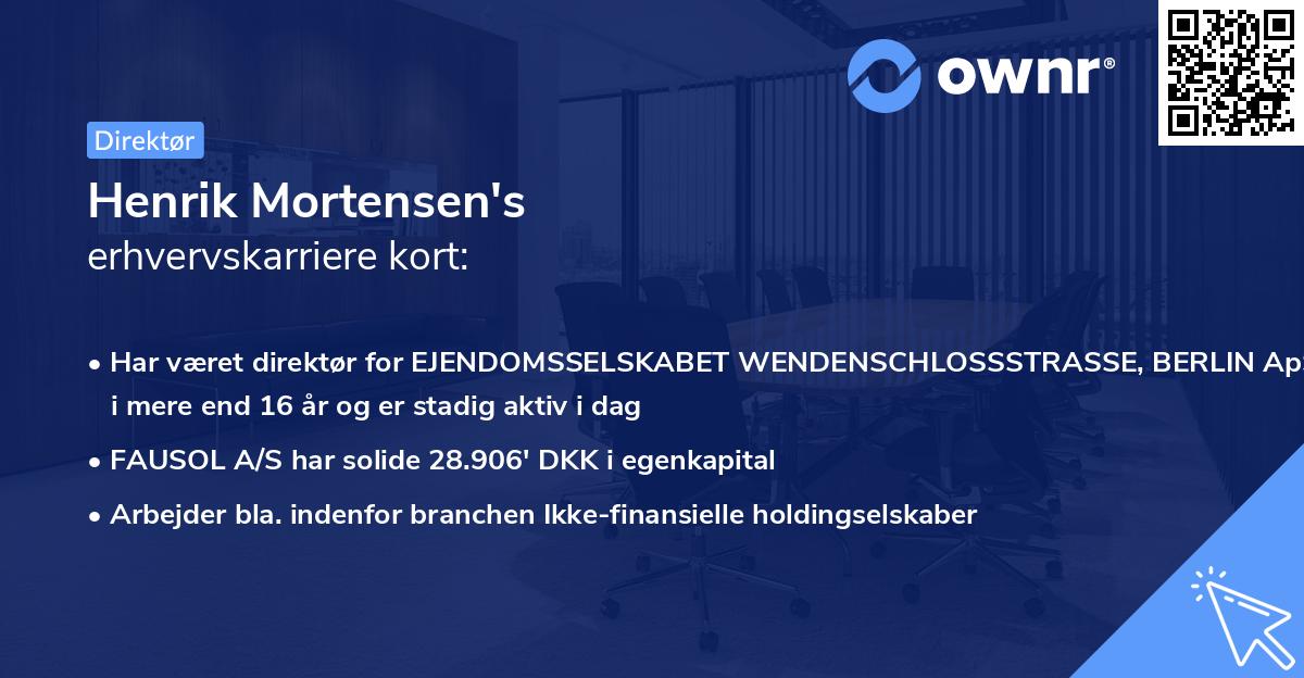 Henrik Mortensen's erhvervskarriere kort