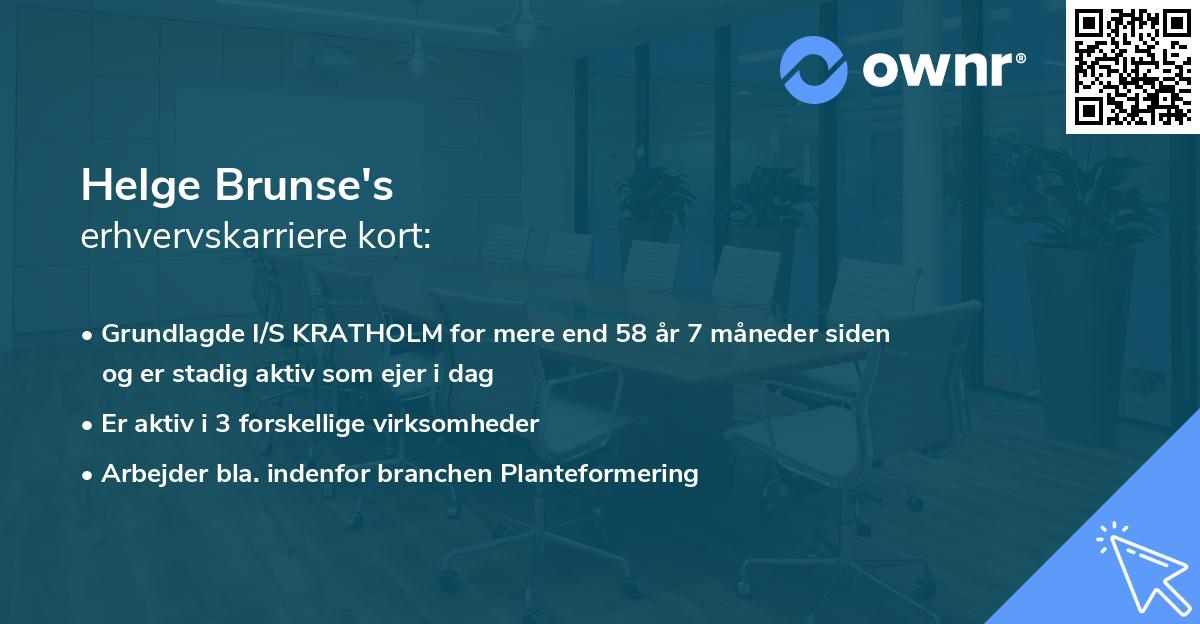 Helge Brunse's erhvervskarriere kort