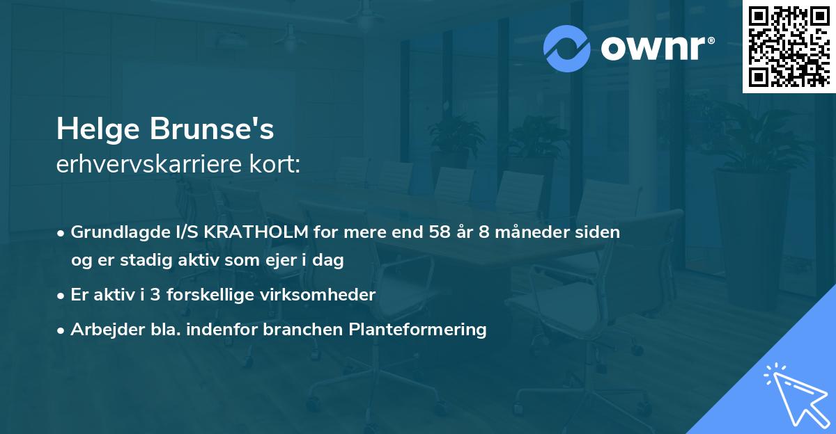 Helge Brunse's erhvervskarriere kort