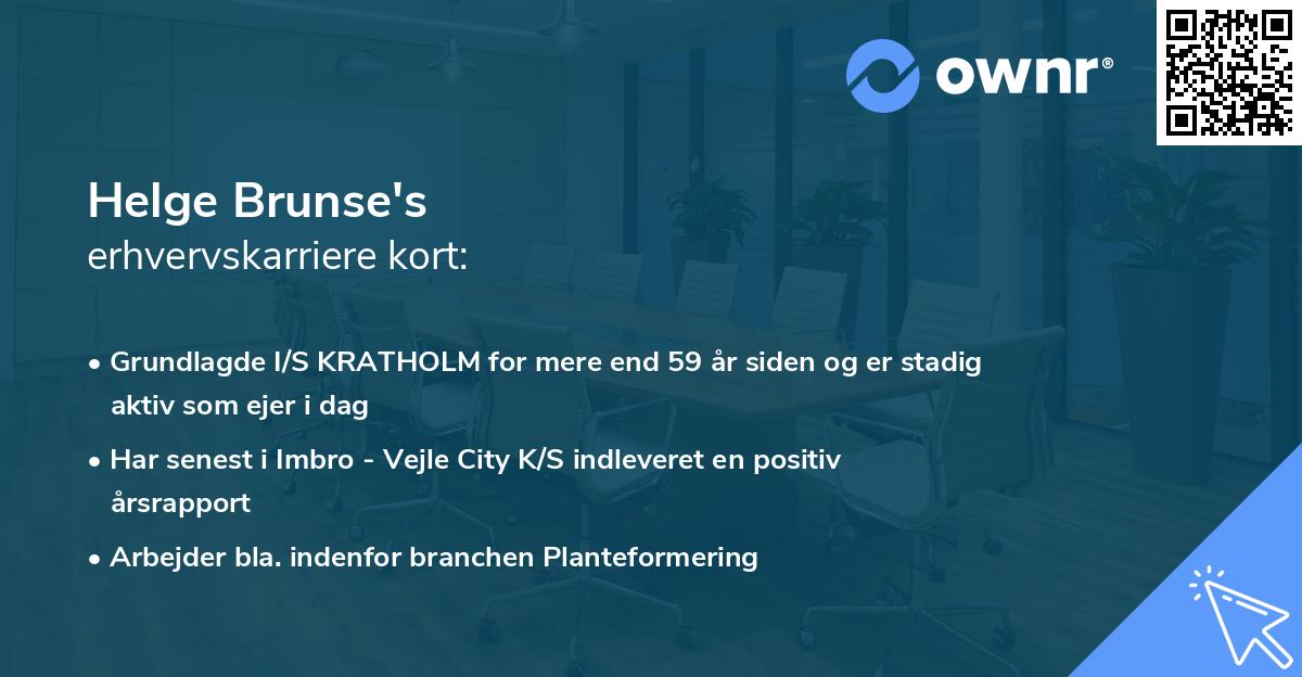 Helge Brunse's erhvervskarriere kort
