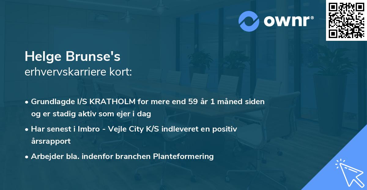 Helge Brunse's erhvervskarriere kort