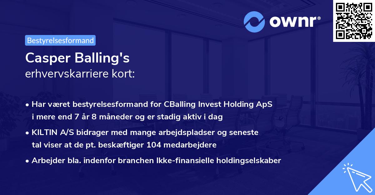 Casper Balling's erhvervskarriere kort