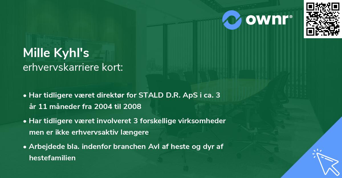 Mille Kyhl's erhvervskarriere kort