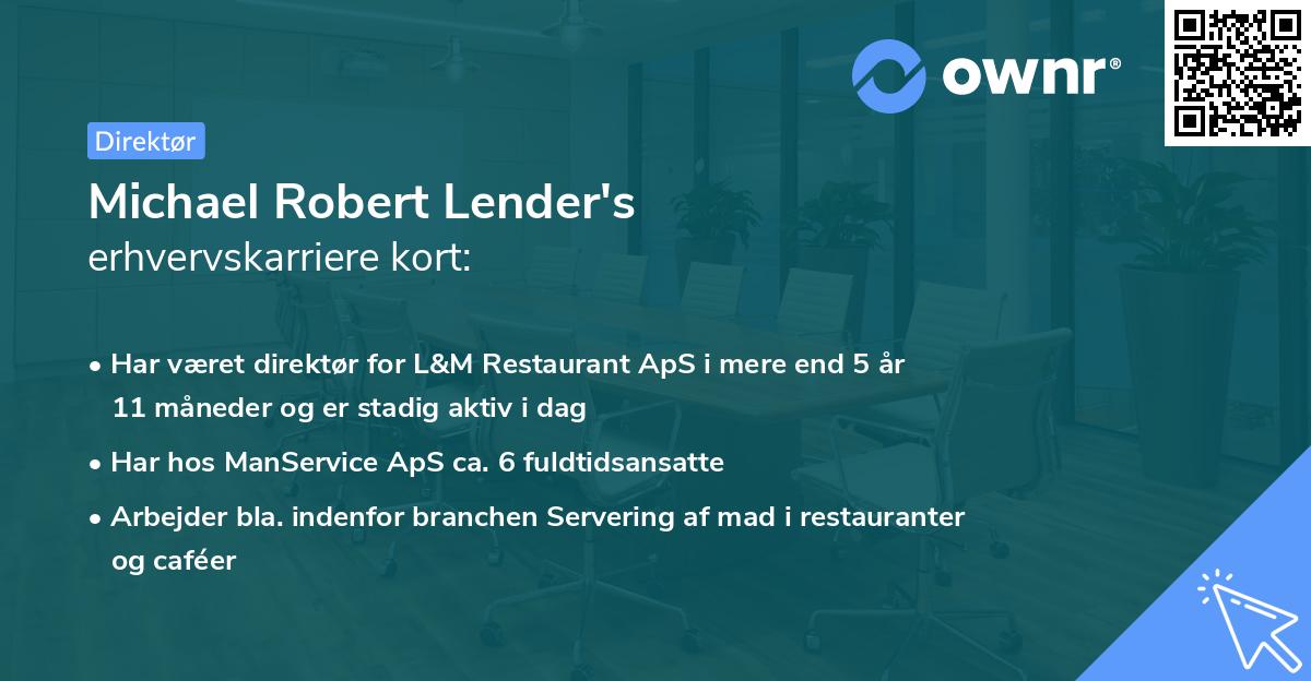 Michael Robert Lender's erhvervskarriere kort
