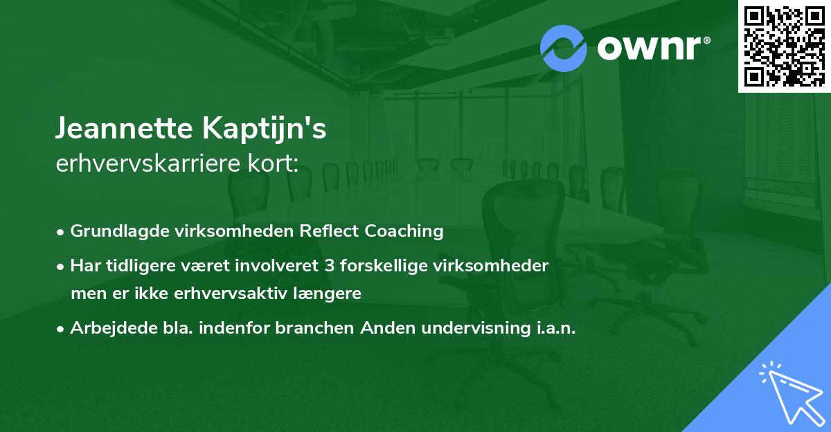 Jeannette Kaptijn's erhvervskarriere kort