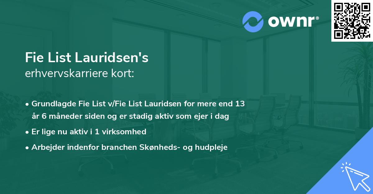 Fie List Lauridsen's erhvervskarriere kort