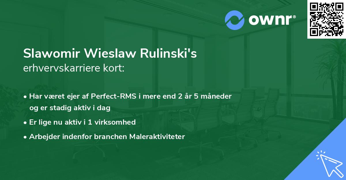 Slawomir Wieslaw Rulinski's erhvervskarriere kort