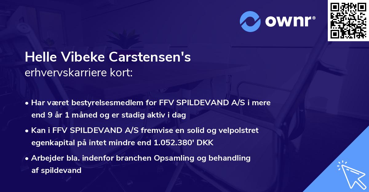 Helle Vibeke Carstensen's erhvervskarriere kort