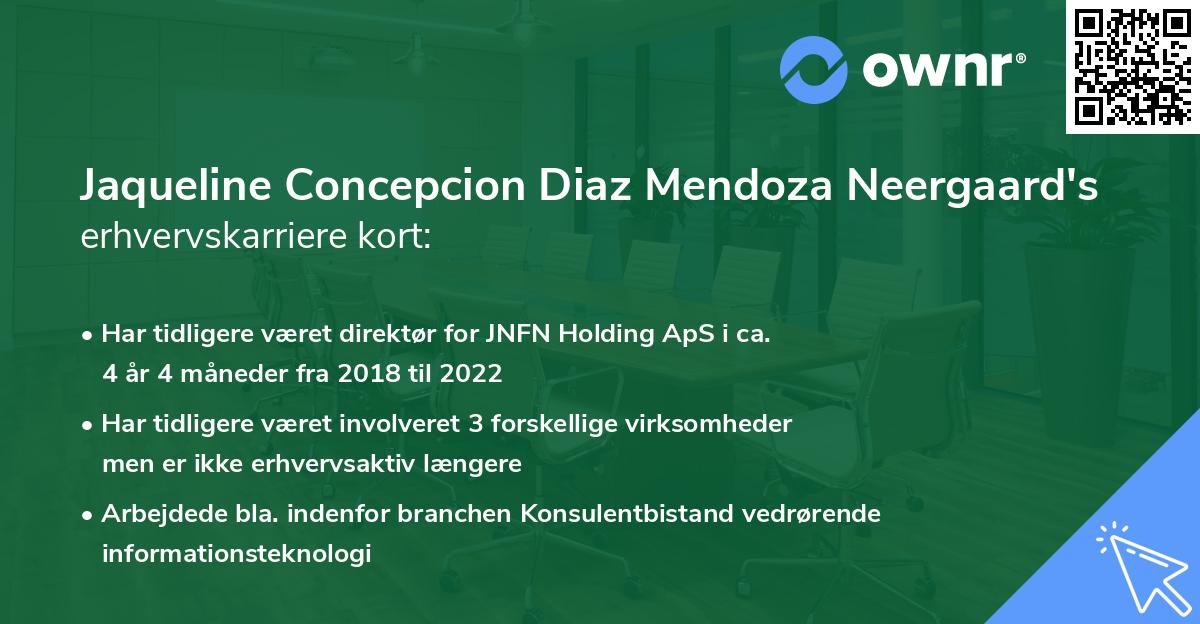 Jaqueline Concepcion Diaz Mendoza Neergaard's erhvervskarriere kort