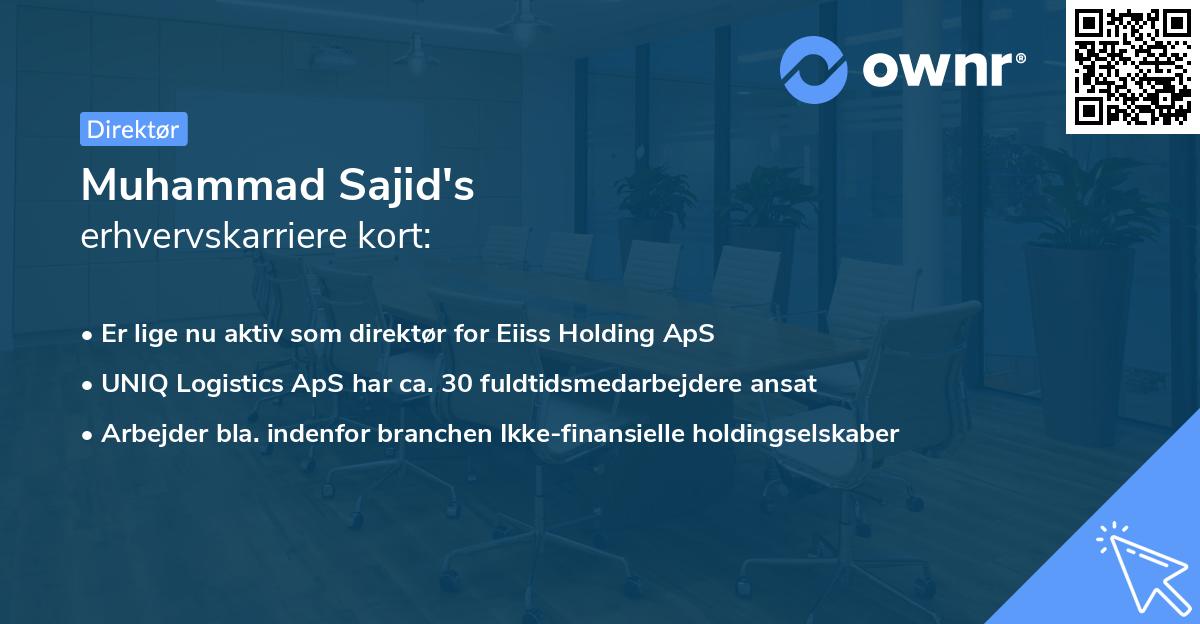 Muhammad Sajid's erhvervskarriere kort
