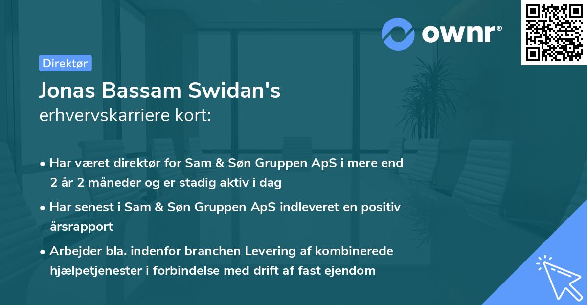 Jonas Bassam Swidan's erhvervskarriere kort