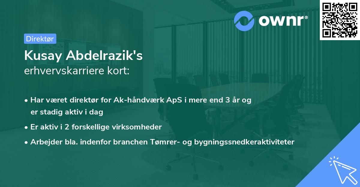 Kusay Abdelrazik's erhvervskarriere kort