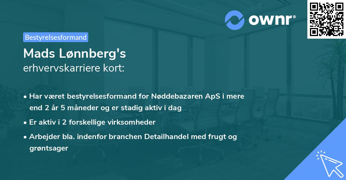 Mads Lønnberg's erhvervskarriere kort