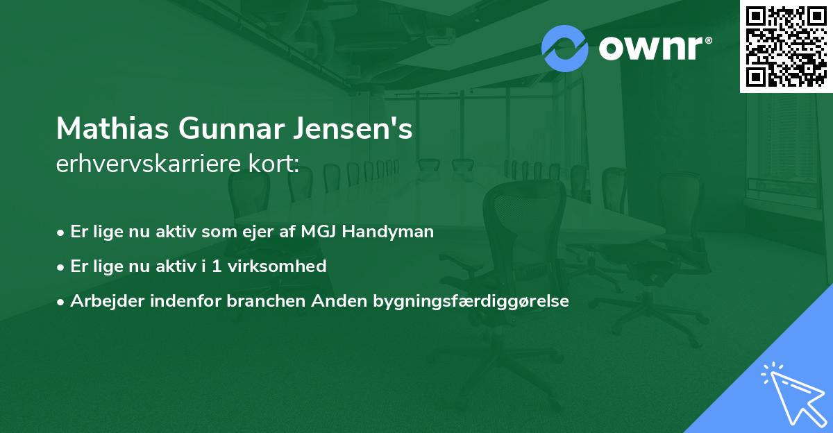 Mathias Gunnar Jensen's erhvervskarriere kort