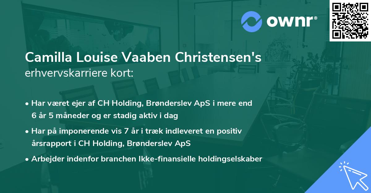 Camilla Louise Vaaben Christensen's erhvervskarriere kort