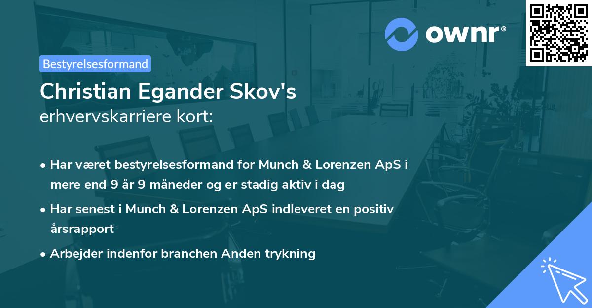 Christian Egander Skov's erhvervskarriere kort