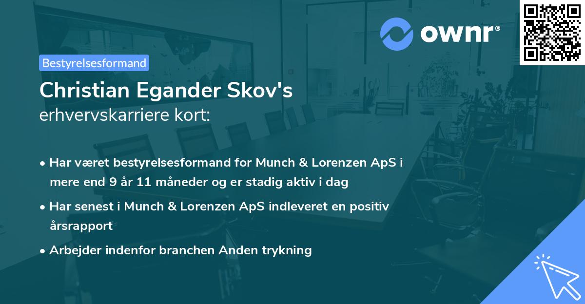 Christian Egander Skov's erhvervskarriere kort