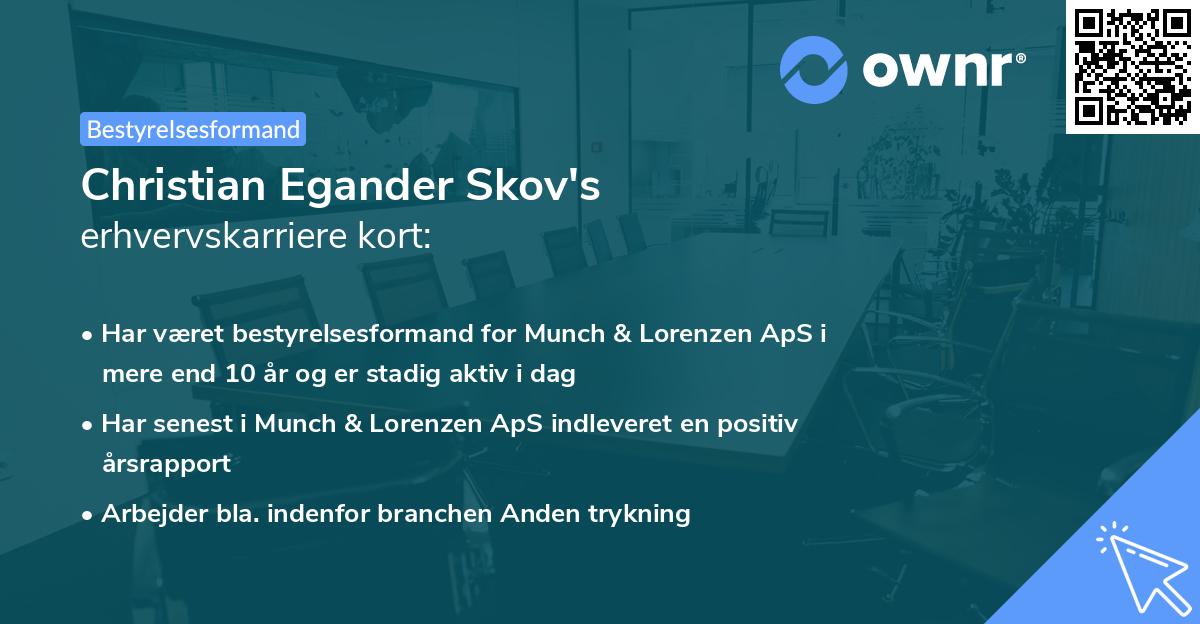Christian Egander Skov's erhvervskarriere kort