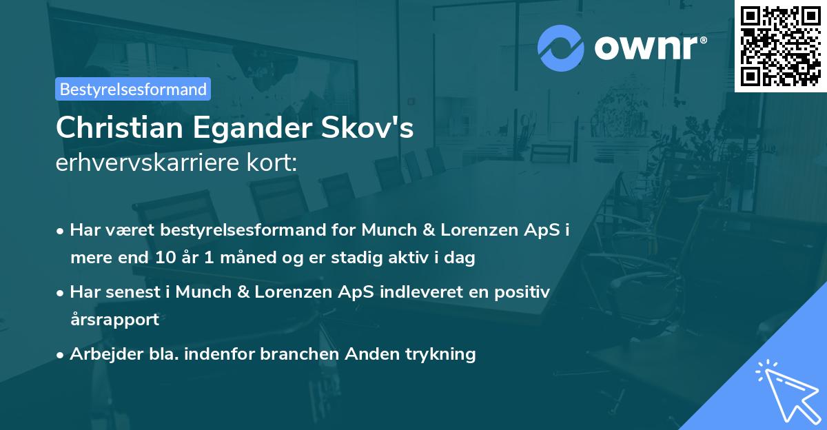 Christian Egander Skov's erhvervskarriere kort