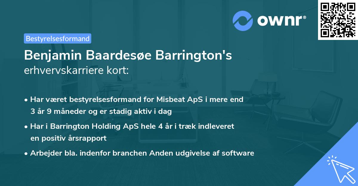 Benjamin Baardesøe Barrington's erhvervskarriere kort