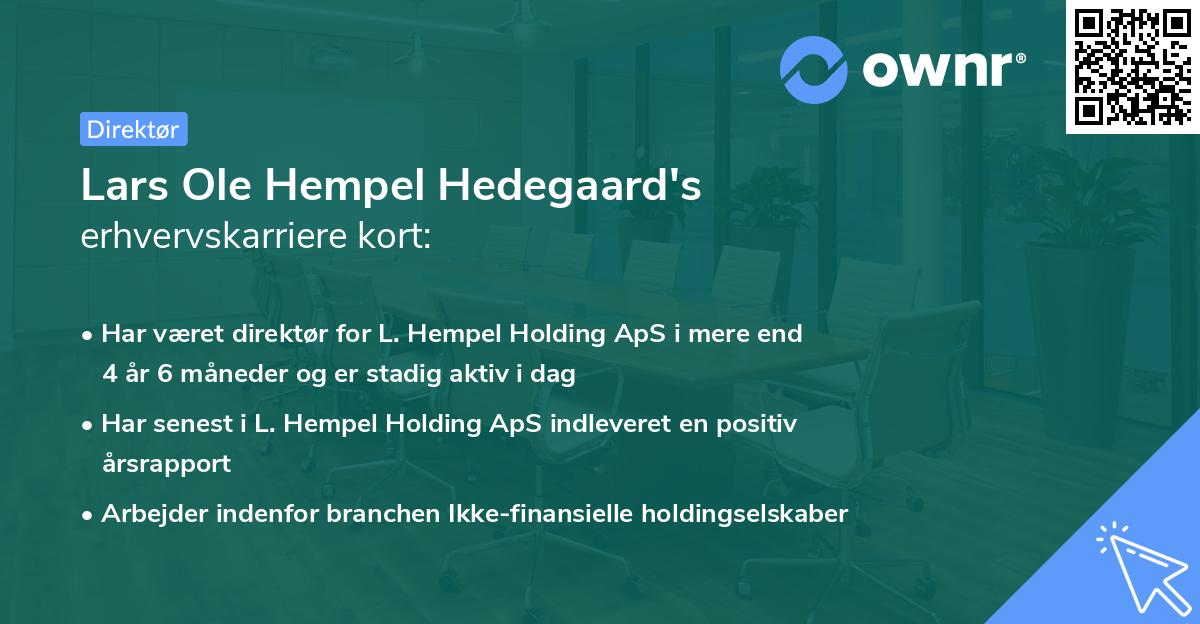 Lars Ole Hempel Hedegaard's erhvervskarriere kort