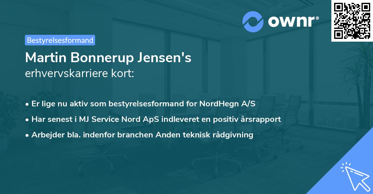 Martin Bonnerup Jensen's erhvervskarriere kort