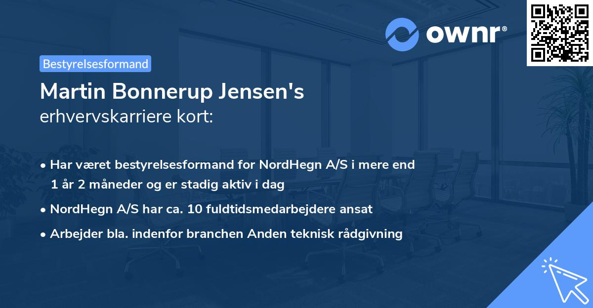 Martin Bonnerup Jensen's erhvervskarriere kort