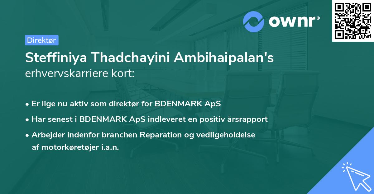 Steffiniya Thadchayini Ambihaipalan's erhvervskarriere kort